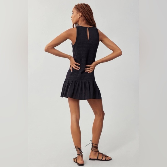 Daily Practice by Anthropologie Women's XL Prix Smocked Dress Drop Waist Black - Picture 15 of 16